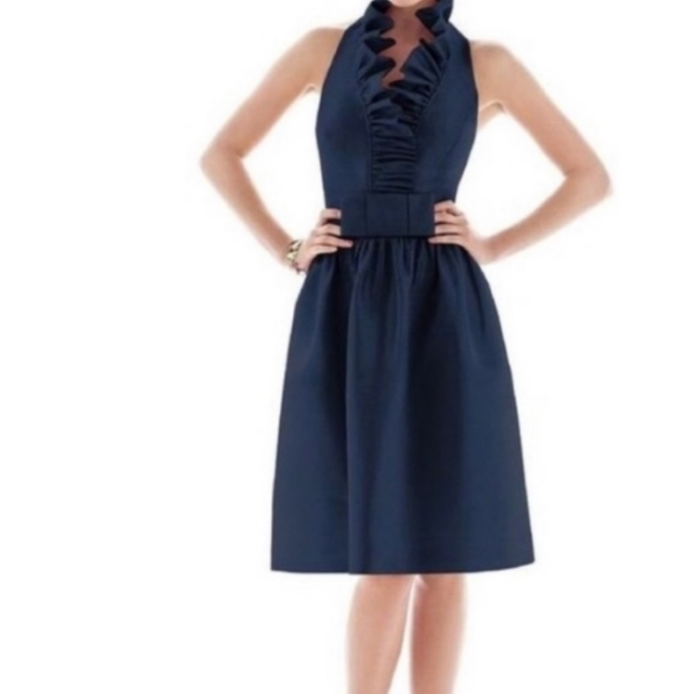 ALFRED SUNG Navy Halter Dress